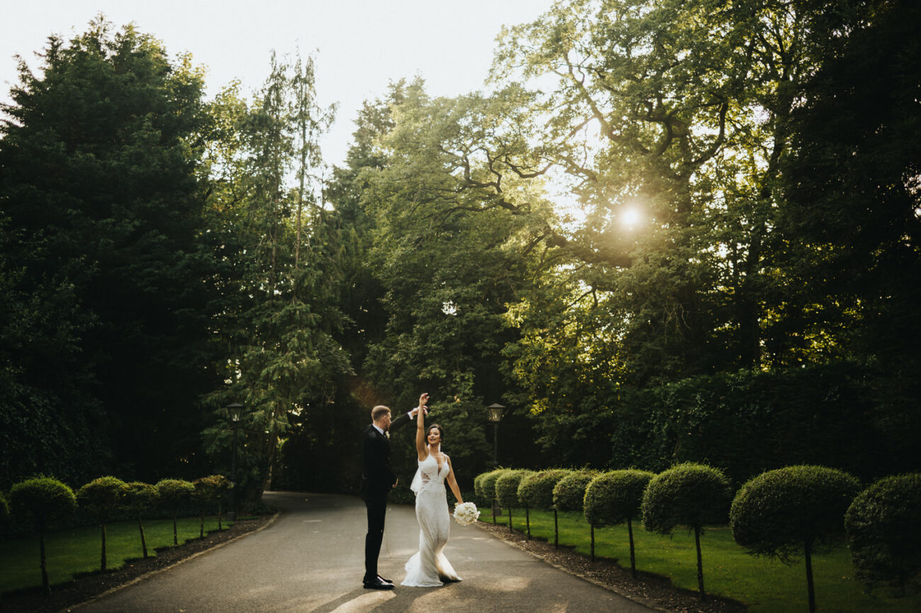 Bartle Hall Wedding Photographer | Lydia & Nathan’s Magical Summer Wedding 2 Bartle Hall bride and groom portrait in sunset