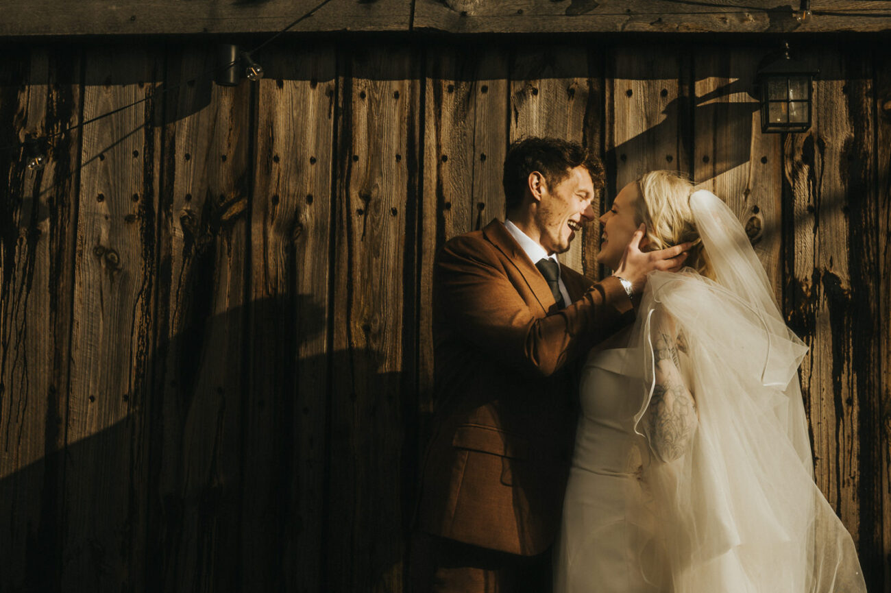 Relaxed portrait of couple at The Fleece Countryside Inn wedding